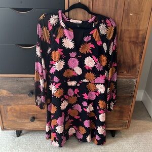 Ann Taylor black work dress with flowers, size 12P, like new!